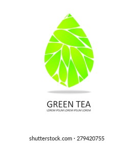 green  tea icon. leaf vector. white background 