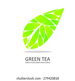 green  tea icon. leaf vector. white background 