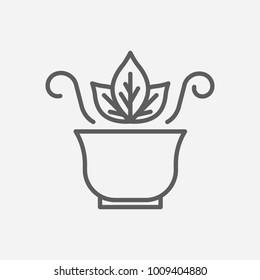 Green tea icon line symbol. Isolated vector illustration of herbal tea sign concept for your web site mobile app logo UI design.