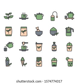 Green tea icon and symbol set