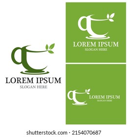 Icono de té verde y plantilla de vector de símbolo