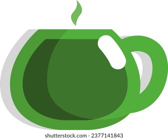 Green tea, illustration or icon, vector on white background.