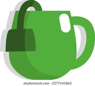 Té verde, ilustración o icono, vector sobre fondo blanco.