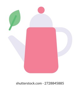 Green Tea Kettle Ikone im flachen Stil. Design der Schilder. Vektorgrafik einzeln auf weißem Hintergrund. 