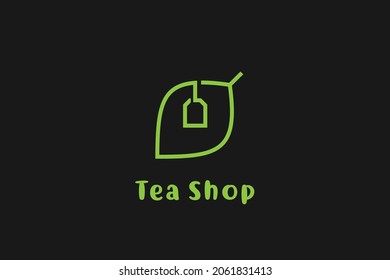 green tea leaf with tea bag logo design, usable logo design for tea brand, tea shop, restaurant,