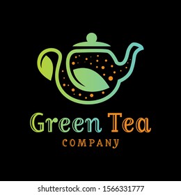 Green tea leaf cup logo design