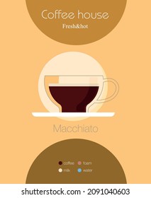 Green tea with leaf. Flat vector