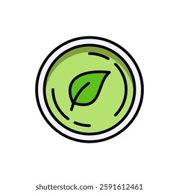 Green Tea Leaf Icon in cup