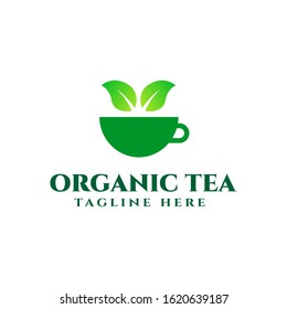 Green tea leaf logo design, tea shop symbol, tea store, product packaging 