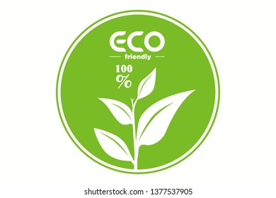 Green Tea leaf logo isolated on white background. Green tea icon. Eco Leaf sticker