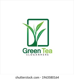 Green tea leaf logo vector icon illustration design isolated on white background-vector image