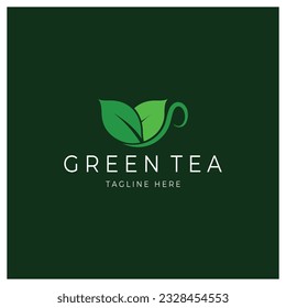 Green tea leaf logo vector icon illustration design isolated on white background-vector image