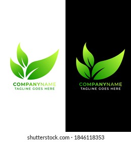 Green Tea Leaf Nature Logo Identity Brand Company. Food and Herbal Logo Gradient Design Vector Conceptual. Simple Icon Ecology Gradient for Branding Business