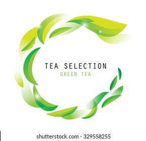 green tea leaf on white background. vector