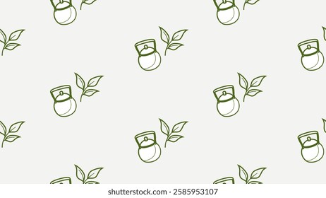 Green tea leaves seamless pattern background. Green tea leaves illustration pattern. Green tea leaves background. Perfect for fabric, textile, wallpaper, decor, print, packaging