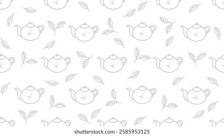 Green tea leaves seamless pattern background. Green tea leaves illustration pattern. Green tea leaves background. Perfect for fabric, textile, wallpaper, decor, print, packaging