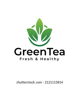 green tea leaves vector logo design