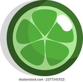 Green tea lemon, illustration or icon, vector on white background.