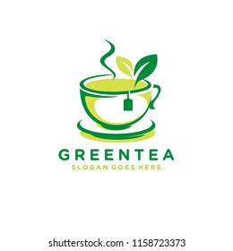 Green Tea Cup Leaf Tea Logo Stock Vector (Royalty Free) 1901088082