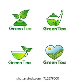 Green Tea Logo.  Logo design. 