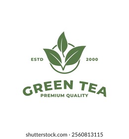 green tea logo design concept vintage style