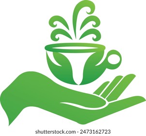 Green tea logo design. Fresh drink logo design vector icon. 
Coffee logo design vector icon. Mineral water logo.