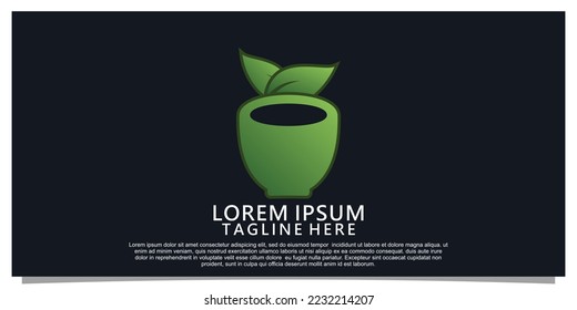 Green tea logo design with simple concept Premium Vector Part 2