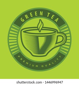 Green tea logo design template. Vector illustration