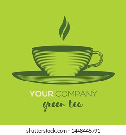 Green tea logo design template. Vector illustration