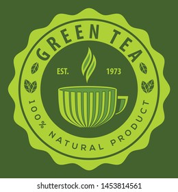 Green tea logo design template. Vector illustration