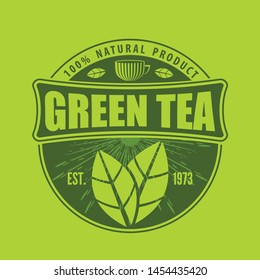 Green tea logo design template. Vector illustration

