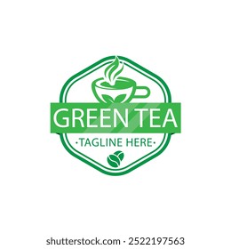Modelo de design de logotipo de chá verde, chá verde