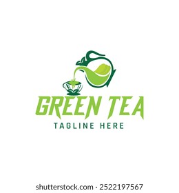 Plantilla de diseño de logotipo de té verde, té verde