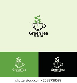 Green tea logo design template