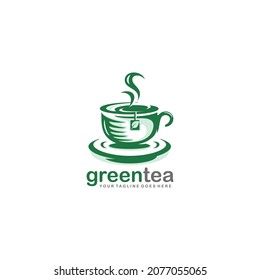 Green tea logo design vector illustration