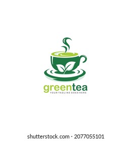 Green tea logo design vector illustration