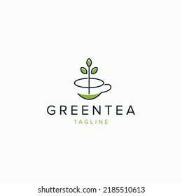 Green tea logo icon design template flat vector illustration