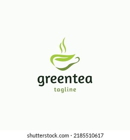 Green tea logo icon design template flat vector illustration