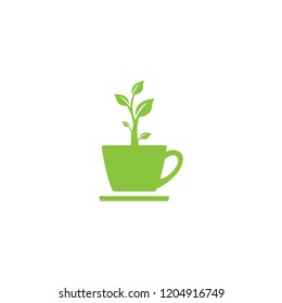 Green tea logo or icon vector design template