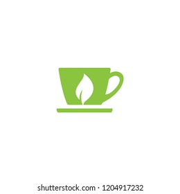 Green tea logo or icon vector design template
