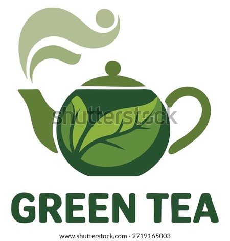 Green tea logo illustration using natural leaf concept suitable for healthy drink branding refreshing organic beverage visuals and clean minimal design identity