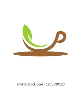 Green Tea Logo leaf and and a mug cup symbol