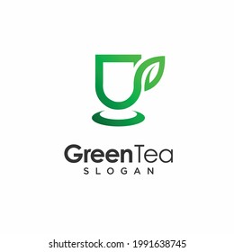 Logo de té verde con concepto de mugre