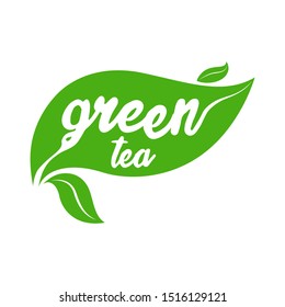 Green tea logo, Shape of leaves tea design