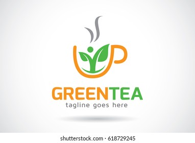Green Tea Logo Template Design Vector, Emblem, Design Concept, Creative Symbol, Icon