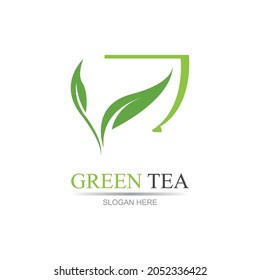 Green tea logo vector illustration design template