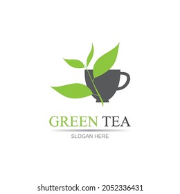 Green tea logo vector illustration design template