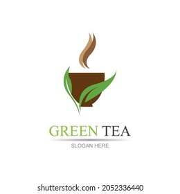 Green tea logo vector illustration design template