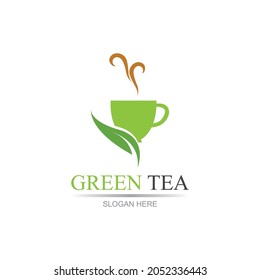 Green tea logo vector illustration design template