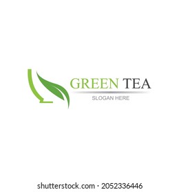 Green tea logo vector illustration design template